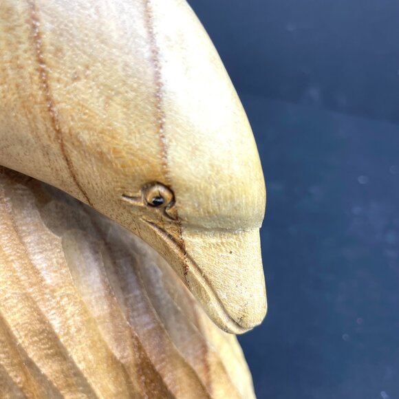 Wood Carved Dolphin Sculpture 18” Handcrafted – Natural Wood -Read Details - Picture 10 of 14